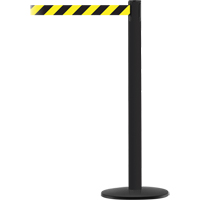 Montant pour syst&egrave;me Advance TensaBarrier, Acier, 36" h, Ruban Noir/Jaune, Longueur du ruban 7,5' Mukwa Safety Services