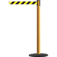 Montant pour syst&egrave;me Advance TensaBarrier, Acier, 36" h, Ruban Noir/Jaune, Longueur du ruban 7,5' Mukwa Safety Services