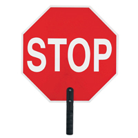Panneau de signalisation  Stop , 18" x 18", Plastique, Anglais avec pictogramme Mukwa Safety Services