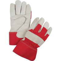 Red & White Winter-Lined Fitters Gloves, Large, Grain Cowhide Palm, Boa Inner Lining Mukwa Safety Services