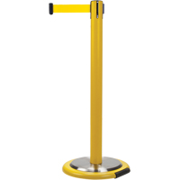 Free-Standing Crowd Control Barrier, Steel, 35" H, Yellow Tape, 7' Tape Length Mukwa Safety Services