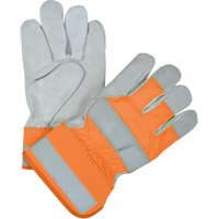 Gants d'ajusteur haute visibilit&eacute; de premi&egrave;re qualit&eacute;, Grand, Paume en Cuir de vache refendu, Doublure en Coton Mukwa Safety Services