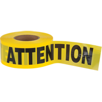 Ruban pour barricade Attention, Bilingue, 3" la x 1000' lo, 2,5 mils, Noir sur jaune Mukwa Safety Services