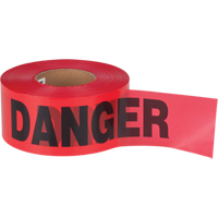 Ruban pour barricade Danger, Bilingue, 3" la x 1000' lo, 1,5 mil, Noir/rouge Mukwa Safety Services