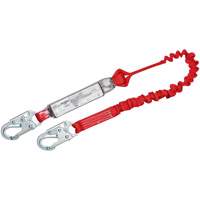 PRO Elastic Shock-Absorbing Lanyard, 6', Snap Hook Center, Snap Hook Leg Ends, Polyester Mukwa Safety Services