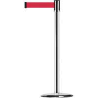 Montant pour barri&egrave;re Slimline TensaBarrier, Acier, 38" h, Ruban Rouge, Longueur du ruban 7,5' Mukwa Safety Services