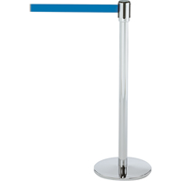 Montant pour barri&egrave;re Slimline TensaBarrier, Acier, 38" h, Ruban Bleu, Longueur du ruban 7,5' Mukwa Safety Services