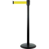 Montant pour barri&egrave;re Slimline TensaBarrier, Acier, 38" h, Ruban Jaune, Longueur du ruban 7,5' Mukwa Safety Services