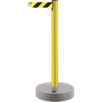 Montant ext&eacute;rieur pour barri&egrave;re TensaBarrier, Plastique, 37" h, Ruban Noir/Jaune, Longueur du ruban 13' Mukwa Safety Services