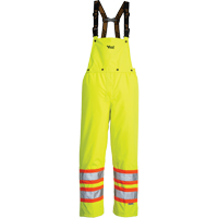 Journeyman Detachable Bib Safety Pants, Polyester, Small, High Visibility Lime-Yellow Mukwa Safety Services