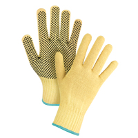 Gants tricot&eacute;s sans couture &agrave; pois, Taille T-Grand/10, Calibre 7, Rev&ecirc;tement PVC, Enveloppe en Kevlar, ASTM ANSI niveau A2/EN 388 niveau 3 Mukwa Safety Services