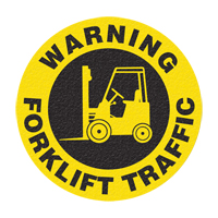 Panneau de signalisation au sol  Warning Forklift Traffic , Adh&eacute;sif, Anglais avec pictogramme Mukwa Safety Services
