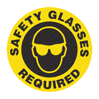 Panneau de signalisation au sol  Safety Glasses , Adh&eacute;sif, Anglais avec pictogramme Mukwa Safety Services