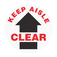Panneau de signalisation au sol  Keep Aisle Clear , Adh&eacute;sif, Anglais avec pictogramme Mukwa Safety Services