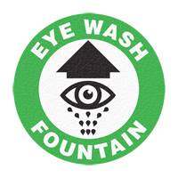 Panneau de signalisation au sol  Eye Wash Fountain , Adh&eacute;sif, Anglais avec pictogramme Mukwa Safety Services