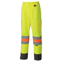 6009 Breathable Traffic Safety Pants, Polyester, X-Small, High Visibility Lime-Yellow Mukwa Safety Services