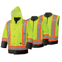 5021BB Waterproof 6-in-1 Safety Parka, High Visibility Lime-Yellow, 2X-Large Mukwa Safety Services