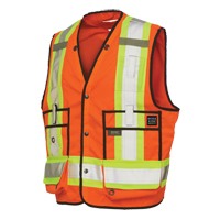Surveyor Safety Vest, High Visibility Orange, Large, Polyester Mukwa Safety Services