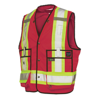 Surveyor Safety Vest, Red, Large, Polyester Mukwa Safety Services