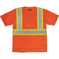 T-shirt de s&eacute;curit&eacute; avec poche &agrave; manches courtes, Polyester, Grand, Orange haute visibilit&eacute; Mukwa Safety Services