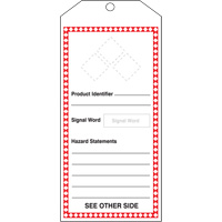 GHS Jumbo Safety Tag, Cardstock, 3-7/8" W x 8-1/2" H, English Mukwa Safety Services