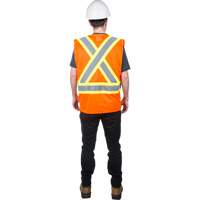 Traffic Safety Vest, High Visibility Orange, 2X-Large, Polyester Mukwa Safety Services