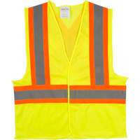 Traffic Safety Vest, High Visibility Lime-Yellow, 2X-Large, Polyester Mukwa Safety Services