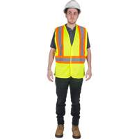 Traffic Safety Vest, High Visibility Lime-Yellow, 2X-Large, Polyester Mukwa Safety Services