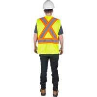 Traffic Safety Vest, High Visibility Lime-Yellow, 2X-Large, Polyester Mukwa Safety Services