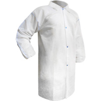 Disposable Lab Coat, Polypropylene, White, Medium Mukwa Safety Services