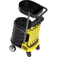 PLUS Barrier Post Cart Kit with Tray, 75' L, Metal, Yellow Mukwa Safety Services