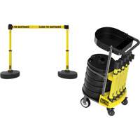 PLUS Barrier Post Cart Kit with Tray, 75' L, Metal, Yellow Mukwa Safety Services