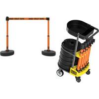 Chariot de transport avec plateau pour barri&egrave;re PLUS, 75' lo, M&eacute;tal, Orange Mukwa Safety Services