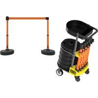 Chariot de transport avec plateau pour barri&egrave;re PLUS, 75' lo, M&eacute;tal, Orange Mukwa Safety Services