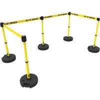 PLUS Barrier Post Set X5, Plastic, 42" H, Yellow Tape, 15' Tape Length Mukwa Safety Services