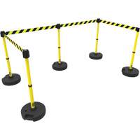 PLUS Barrier Post Set X5, Plastic, 42" H, Yellow Tape, 15' Tape Length Mukwa Safety Services