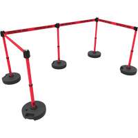PLUS Barrier Post Set X5, Plastic, 42" H, Red Tape, 15' Tape Length Mukwa Safety Services