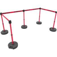 PLUS Barrier Post Set X5, Plastic, 42" H, Red Tape, 15' Tape Length Mukwa Safety Services