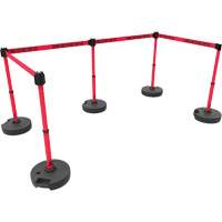 PLUS Barrier Post Set X5, Plastic, 42" H, Red Tape, 15' Tape Length Mukwa Safety Services