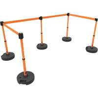 PLUS Barrier Post Set X5, Plastic, 42" H, Orange Tape, 15' Tape Length Mukwa Safety Services