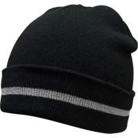 Knit Hat with Silver Reflective Stripe, One Size, Black Mukwa Safety Services