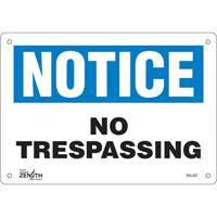 "No Trespassing" Sign, 7" x 10", Aluminum, English Mukwa Safety Services