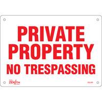 "Private Property" Sign, 7" x 10", Aluminum, English Mukwa Safety Services