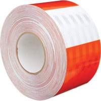 High Intensity Prismatic Grade Barricade Sheeting, 4" W x 150' L, 19 mils, Orange and White Mukwa Safety Services