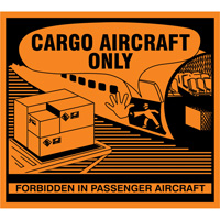 &eacute;tiquettes de manutention Cargo Aircraft Only, 4-3/4" lo x 4-1/4" la, Orange Mukwa Safety Services