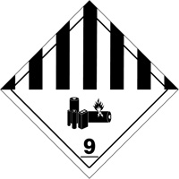 &eacute;tiquettes de manutention de mati&egrave;res dangereuses du d&eacute;partement des Transports, 4" lo x 4" la, Noir sur blanc Mukwa Safety Services