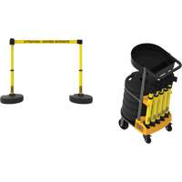 Plus Portable Barrier System Cart Package with Tray, 75' L, Metal/Plastic, Yellow Mukwa Safety Services