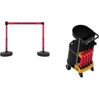 Plus Portable Barrier System Cart Package with Tray, 75' L, Metal/Plastic, Red Mukwa Safety Services