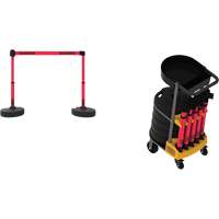 Plus Portable Barrier System Cart Package with Tray, 75' L, Metal/Plastic, Red Mukwa Safety Services