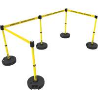 Plus Barrier Post Set, Plastic, 42" H, Yellow Tape, 15' Tape Length Mukwa Safety Services